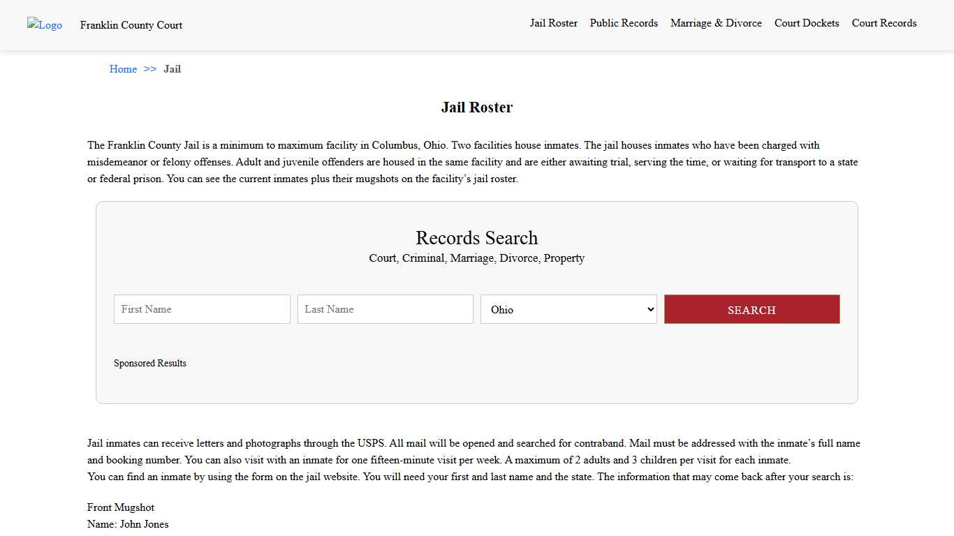 Jail Roster Franklin County Court